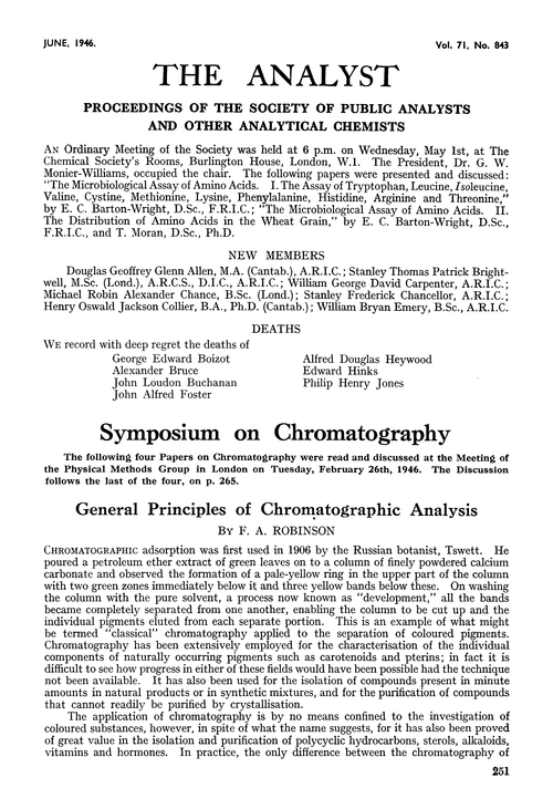 Symposium on chromatography