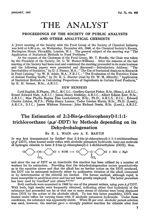 Proceedings of the Society of Public Analysts and other Analytical Chemists