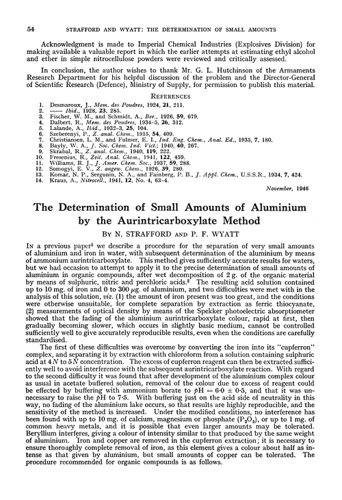 The determination of small amounts of aluminium by the aurintricarboxylate method