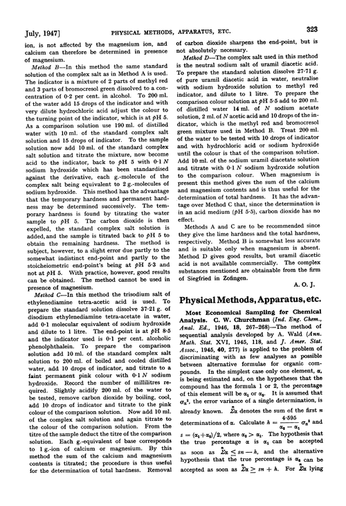 Physical methods, apparatus, etc.