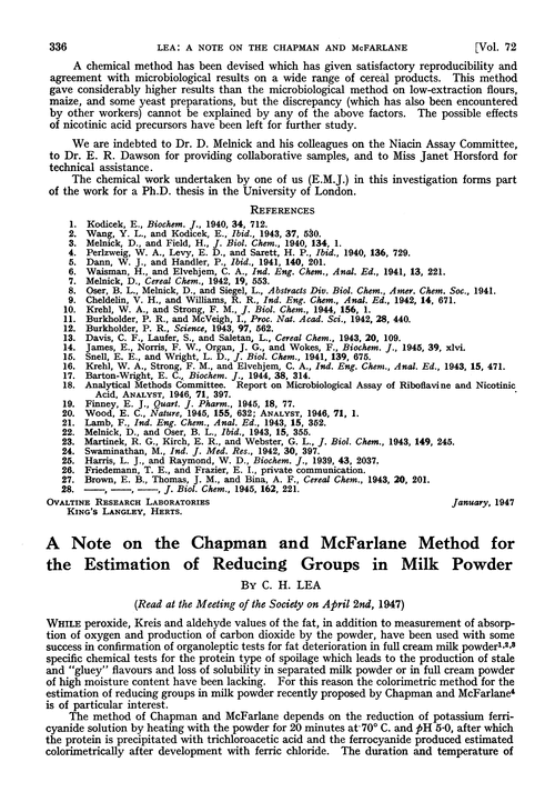 A note on the Chapman and McFarlane method for the estimation of reducing groups in milk powder