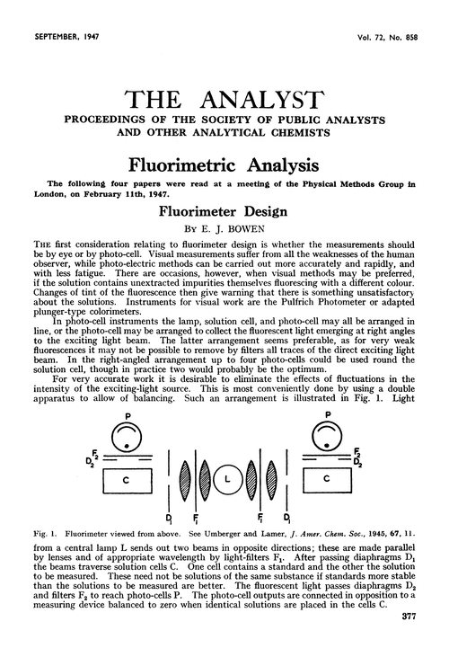 Fluorimeteric analysis. Fluorimeter design