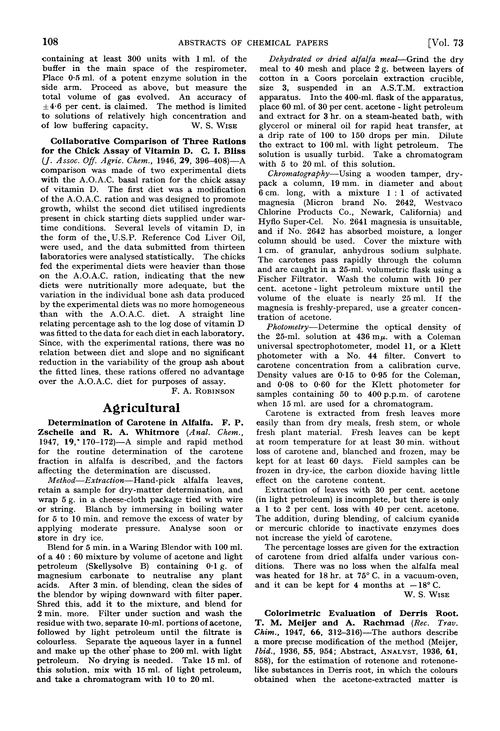 Abstracts of papers published in other journals. Agricultural