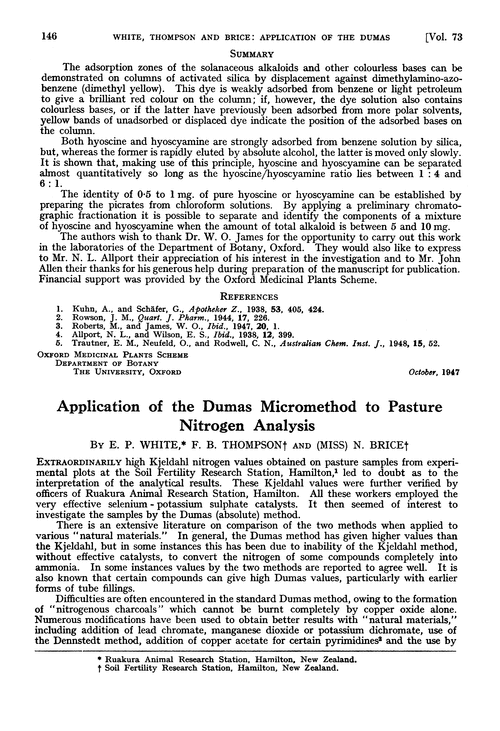Application of the Dumas micromethod to pasture nitrogen analysis