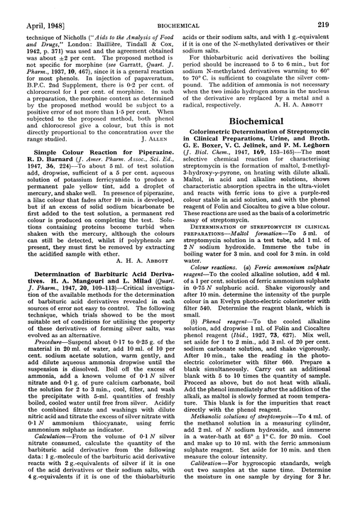Abstracts of papers published in other journals. Biochemical