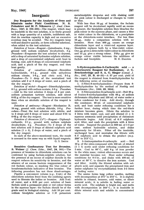 Abstracts of papers published in other journals. Inorganic