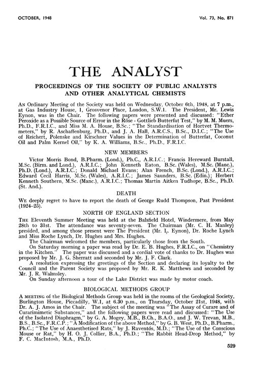 Proceedings of the Society of Public Analysts and other Analytical Chemists