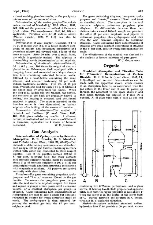 Abstracts of papers published in other journals. Gas analysis