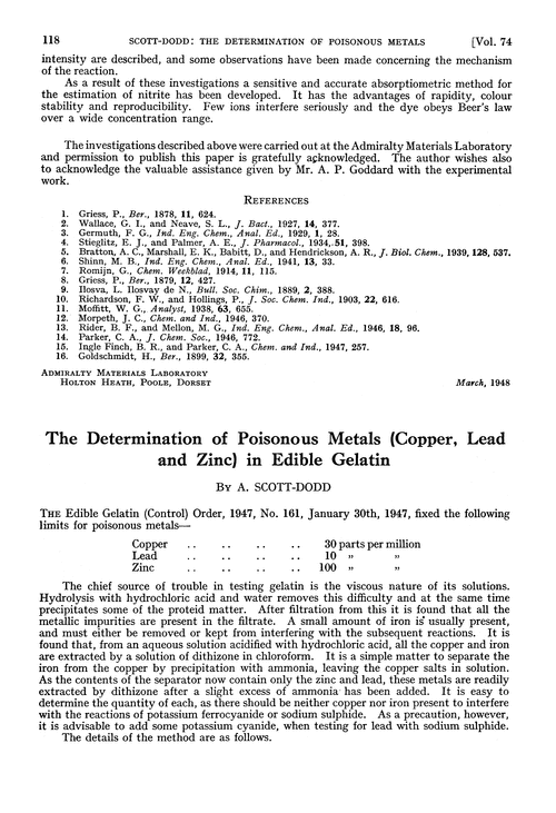 The determination of poisonous metals (copper, lead and zinc) in edible gelatin