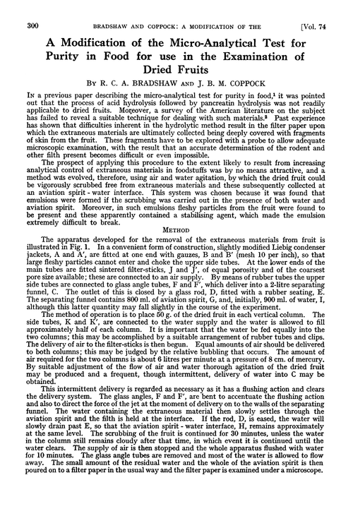 A modification of the micro-analytical test for purity in food for use in the examination of dried fruits