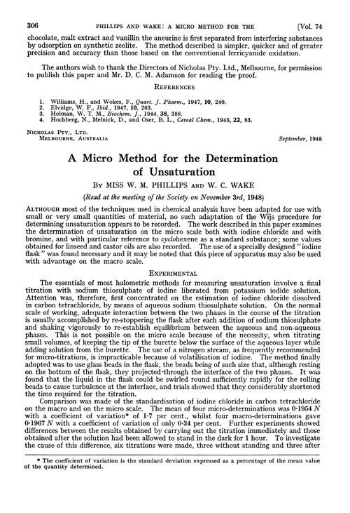 A micro method for the determination of unsaturation