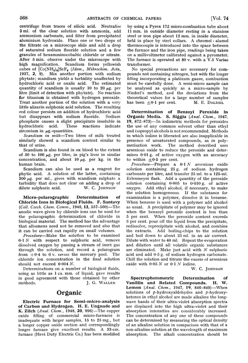 Abstracts of papers published in other journals. Organic
