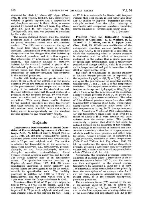 Abstracts of papers published in other journals. Organic