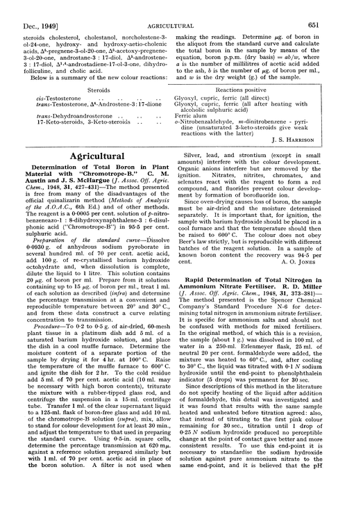 Abstracts of papers published in other journals. Agricultural