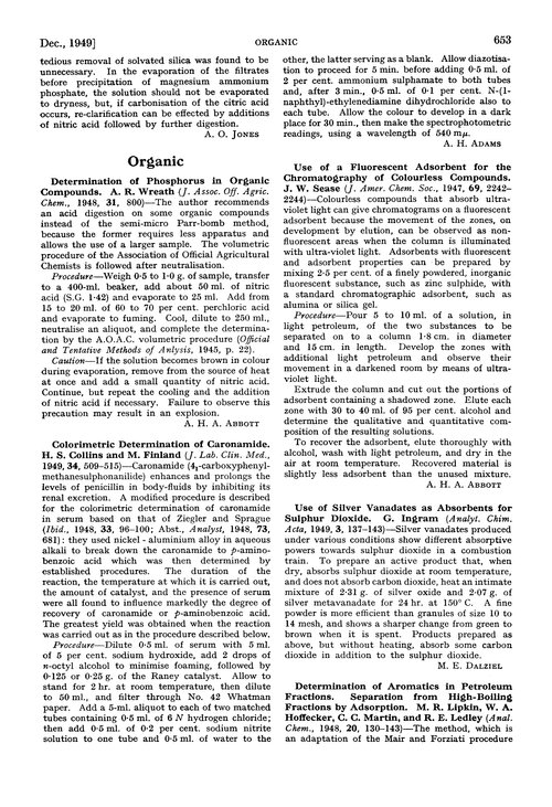 Abstracts of papers published in other journals. Organic