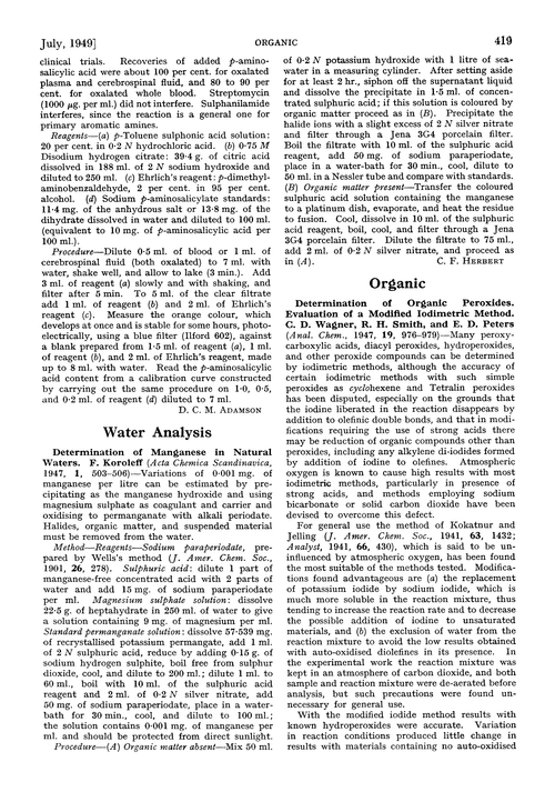 Abstracts of papers published in other journals. Water analysis