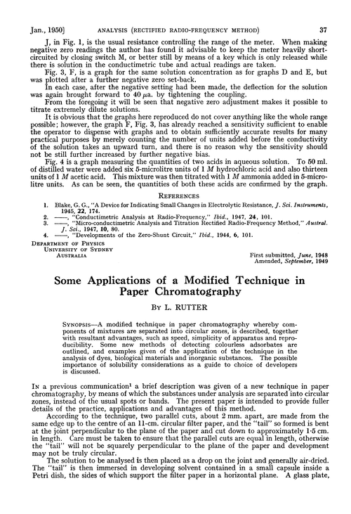 Some applications of a modified technique in paper chromatography