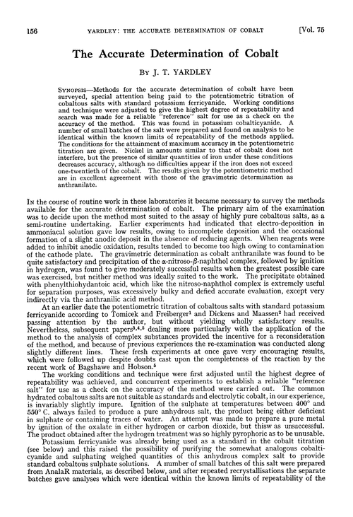 The accurate determination of cobalt