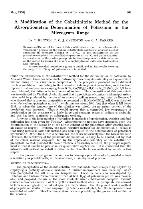 A modification of the cobaltinitrite method for the absorptiometric determination of potassium in the microgram range