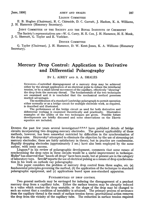 Mercury drop control: application to derivative and differential polarography