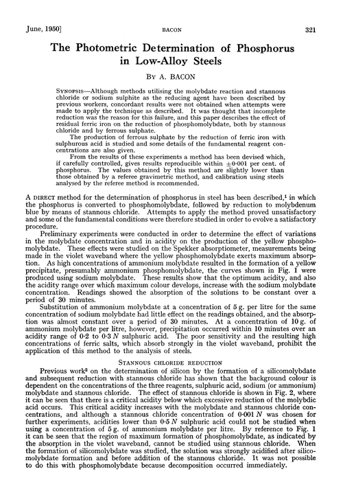 The photometric determination of phosphorus in low-alloy steels