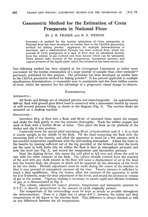 Gasometric method for the estimation of Creta praeparata in National flour