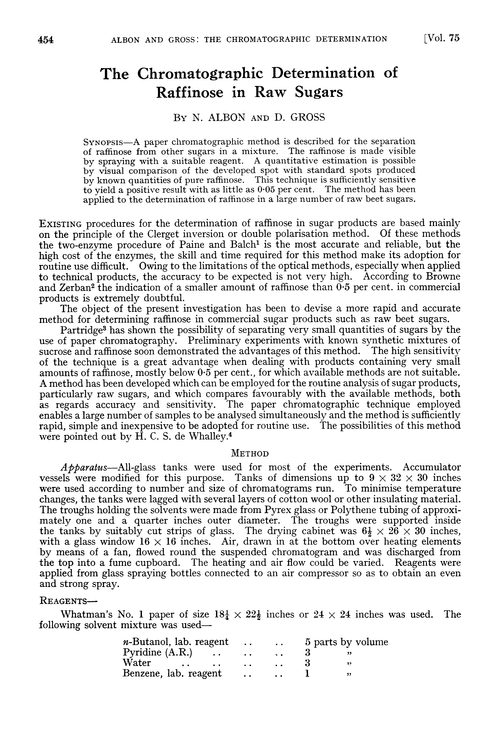 The chromatographic determination of raffinose in raw sugars