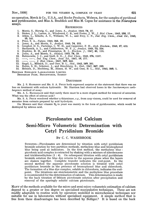 Picrolonates and calcium semi-micro volumetric determination with cetyl pyridinium bromide