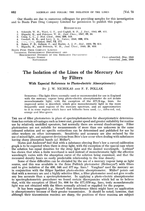 The isolation of the lines of the mercury arc by filters. With especial reference to photo-electric absorptiometry