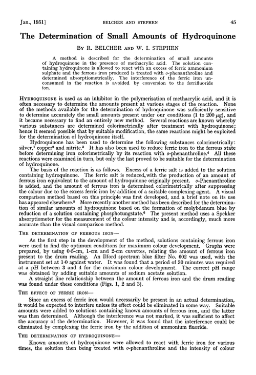 The determination of small amounts of hydroquinone
