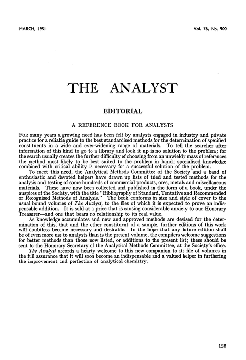 Editorial. A reference book for analysts