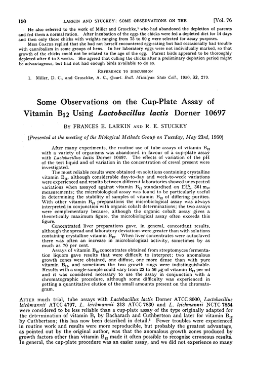 The assay of vitamin B12. Some observations on the cup-plate assay of vitamin B12 using Lactobacillus lactis Dorner 10697