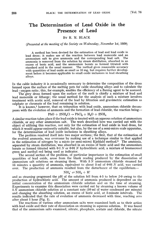 The determination of lead oxide in the presence of lead