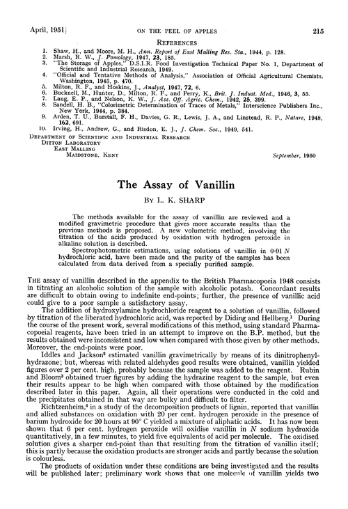 The assay of vanillin