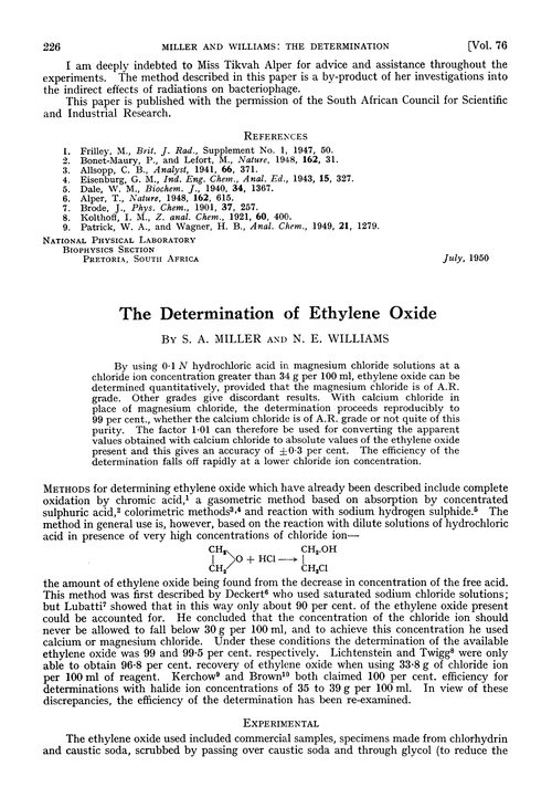 The determination of ethylene oxide