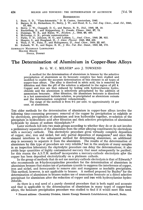 The determination of aluminium in copper-base alloys