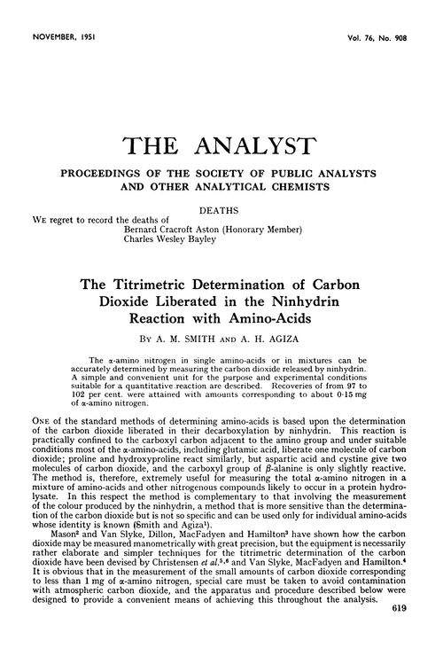 The titrimetric determination of carbon dioxide liberated in the ninhydrin reaction with amino-acids