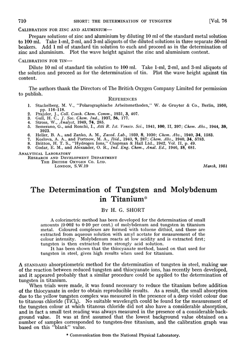 The determination of tungsten and molybdenum in titanium