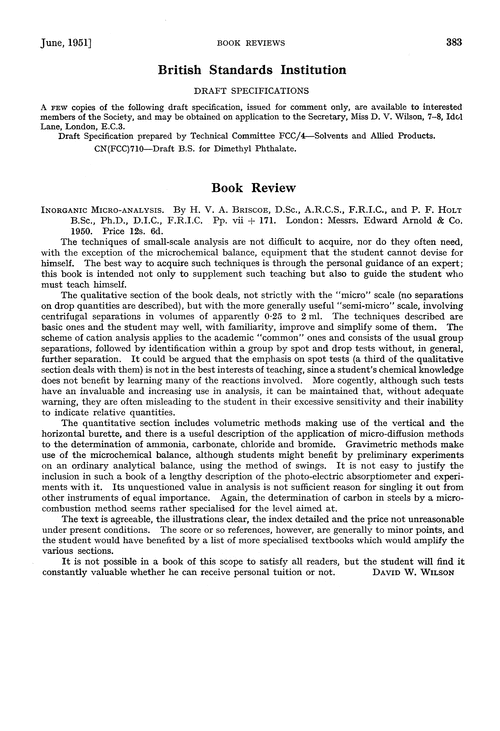 British Standards Institution. Draft specifications