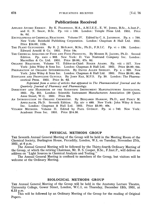 Publications received