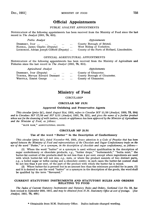 Official appointments