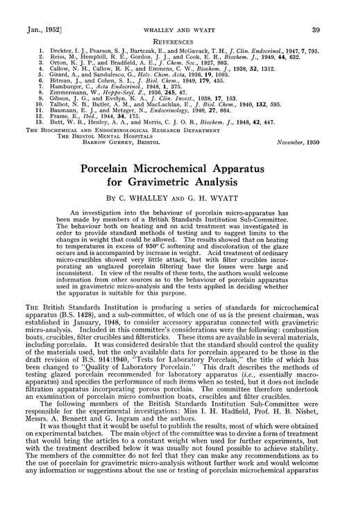 Porcelain microchemical apparatus for gravimetric analysis