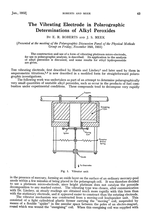 The vibrating electrode in polarographic determinations of alkyl peroxides