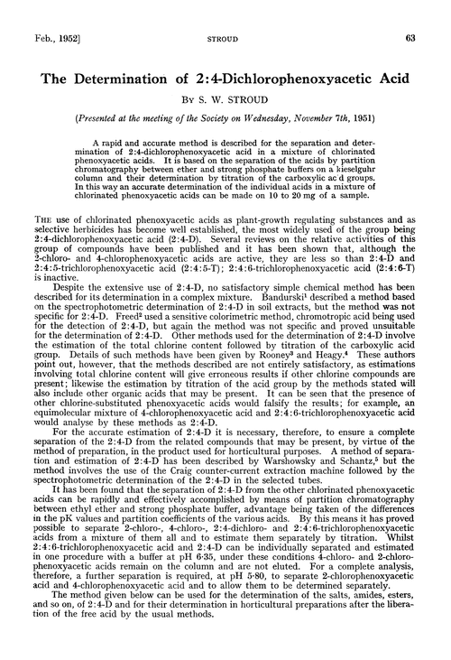 The determination of 2:4-dichlorophenoxyacetic acid
