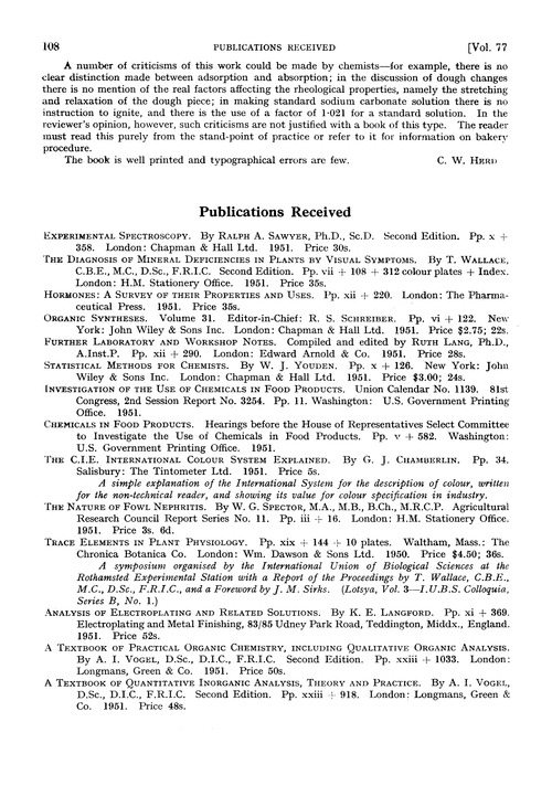 Publications received