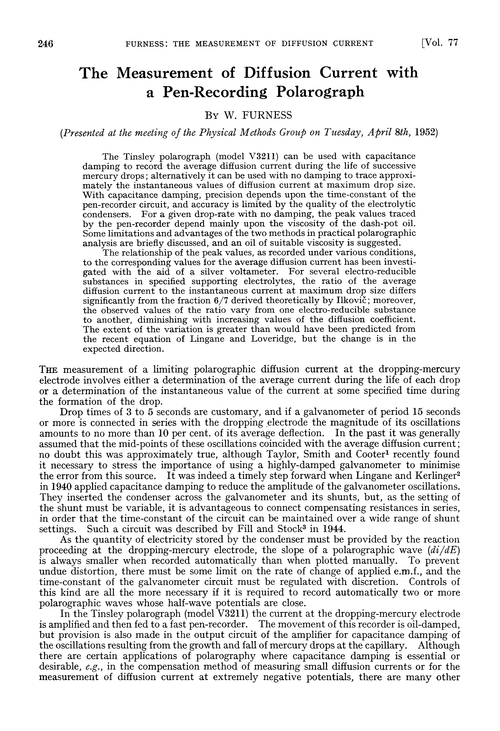 The measurement of diffusion current with a pen-recording polarograph