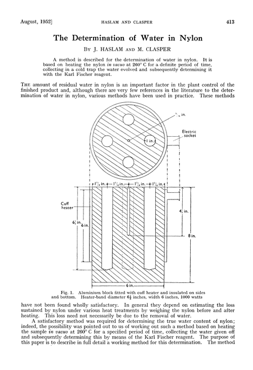 The determination of water in nylon