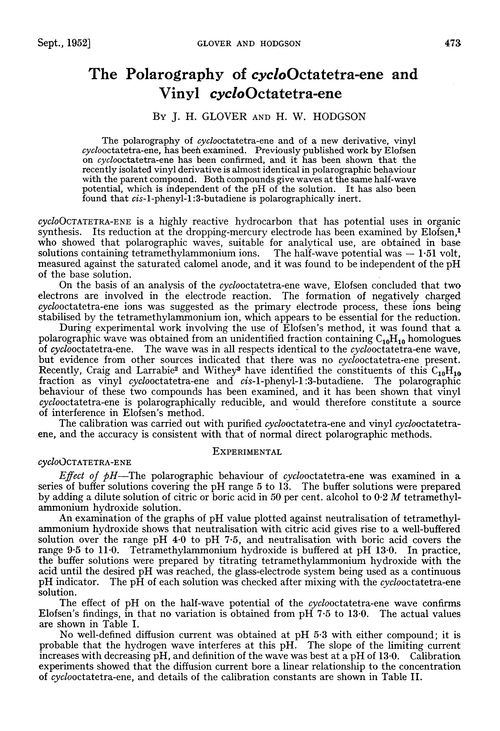 The polarography of cyclooctatetra-ene and vinyl cyclooctatetra-ene