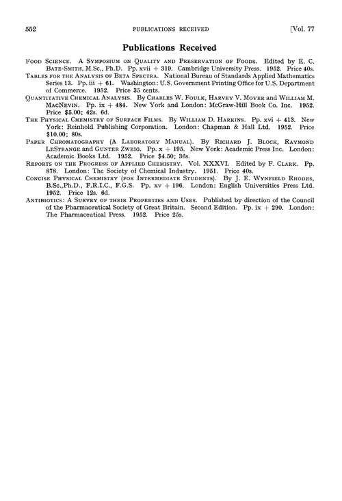 Publications received