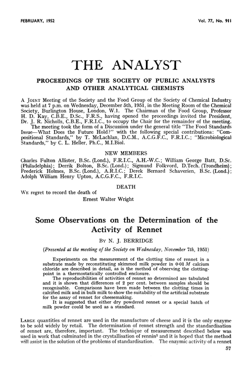 Proceedings of the Society of Public Analysts and other Analytical Chemists